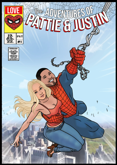 Personalized comic book cover featuring a real person as the main superhero character, designed as a unique and memorable gift for comic fans.