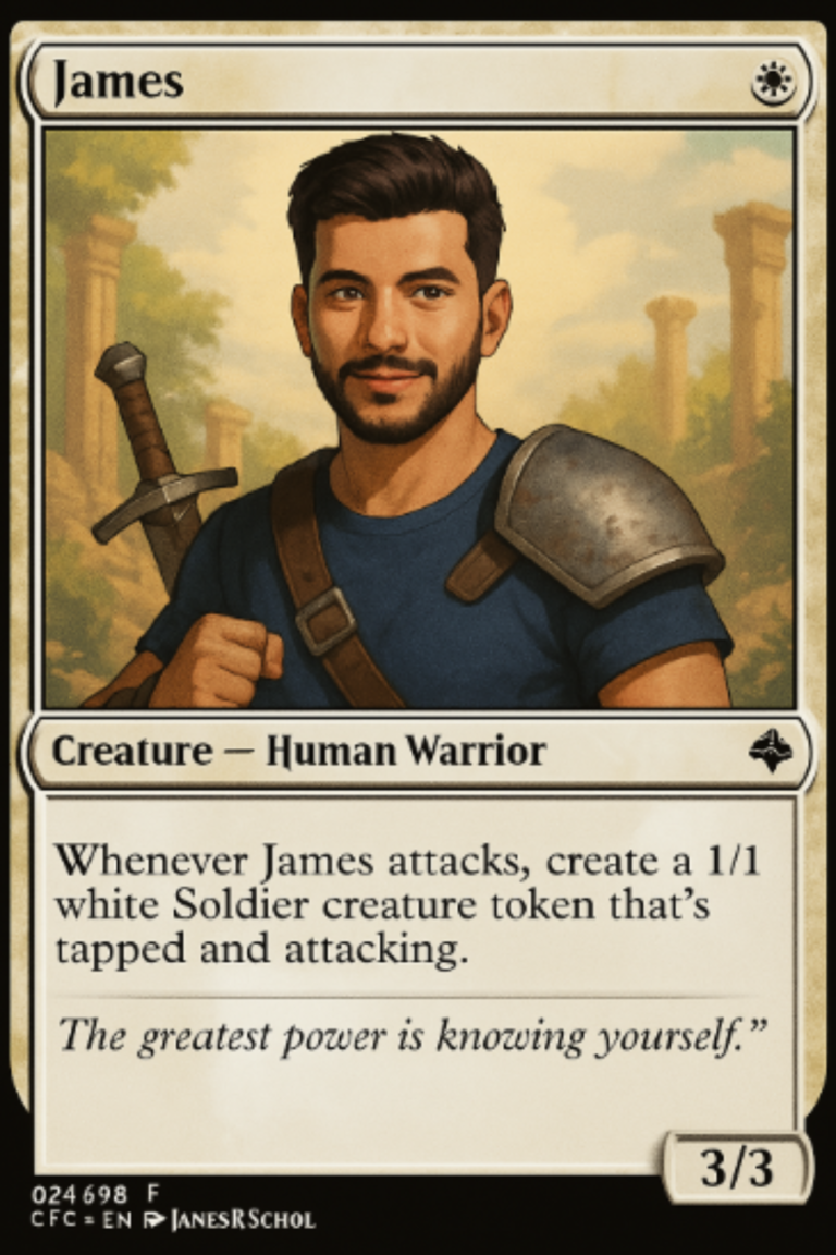 Custom Magic The Gathering card designed as a personalized gift for a Magic player