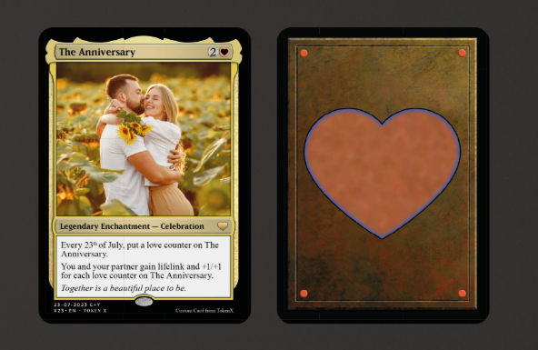 Personalized Magic The Gathering gifts including a custom card, custom playmat, and premium MTG accessories on a gaming table