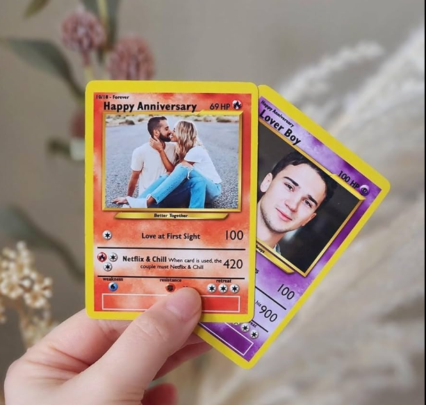 Custom trading cards gifs used as personalized gifts for gamers, couples, and families, designed as collectible cards featuring real people